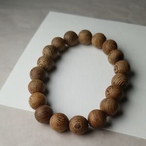 Round Wood Beaded Stretch Bracelet